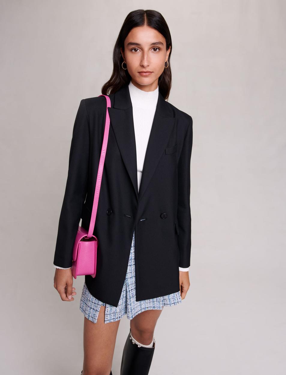 Black   Pleated Tweed Jacket Dress