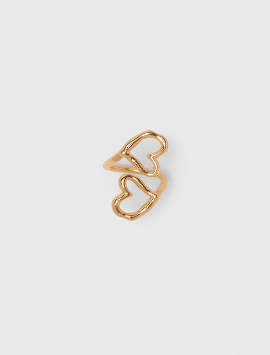 Double gold-plated heart ring