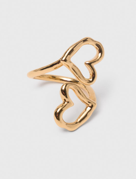Double gold-plated heart ring