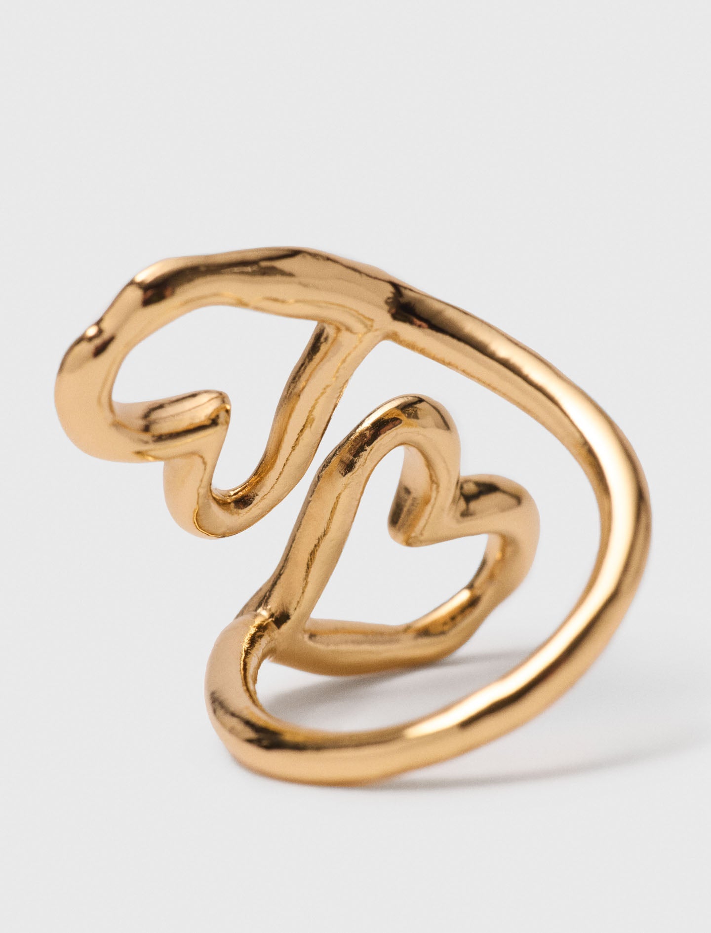 Double gold-plated heart ring
