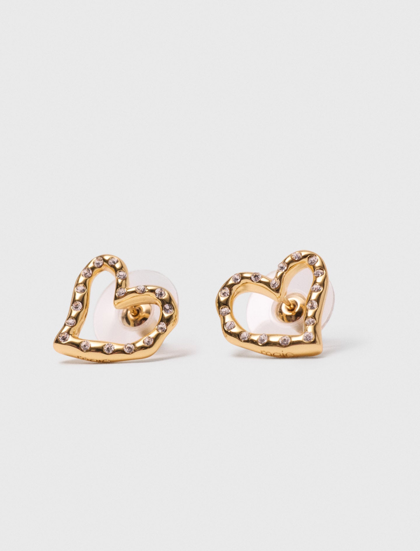 Heart rhinestone stud earrings