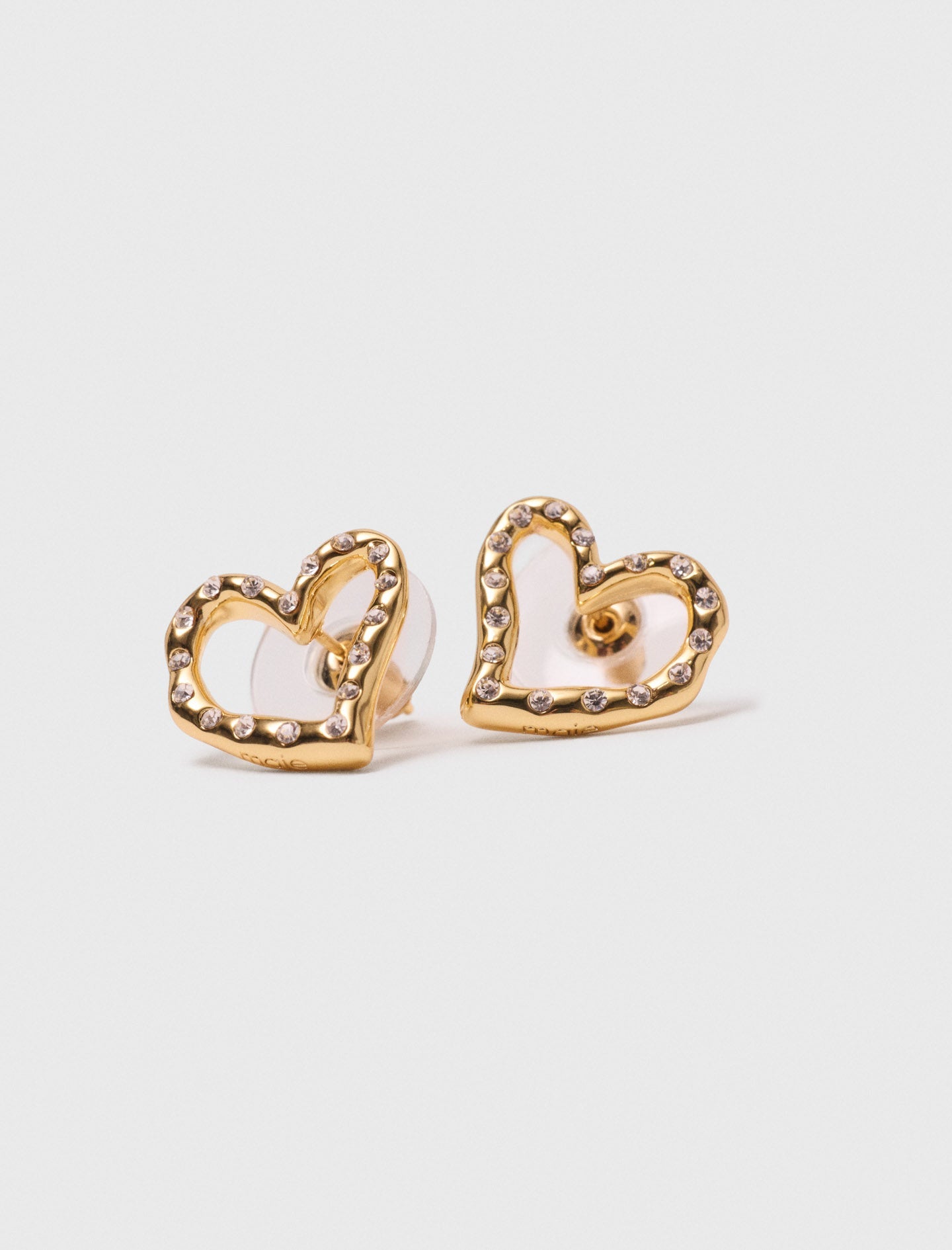Heart rhinestone stud earrings