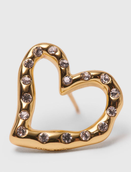 Heart rhinestone stud earrings