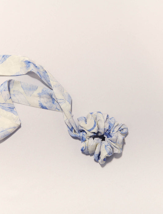 White/Blue-Watercolour theme scrunchie
