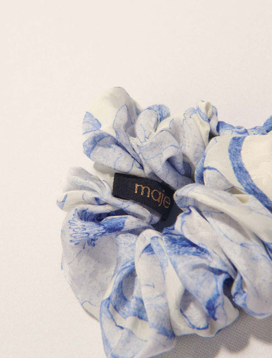 White/Blue-Watercolour theme scrunchie