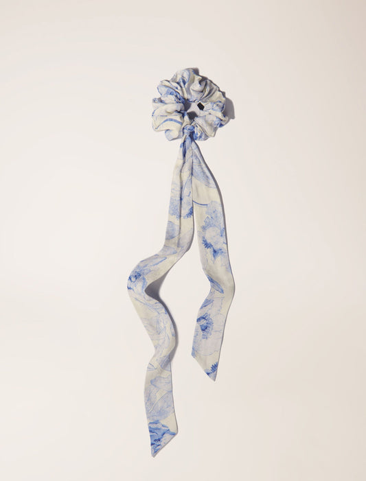 White/Blue-Watercolour theme scrunchie