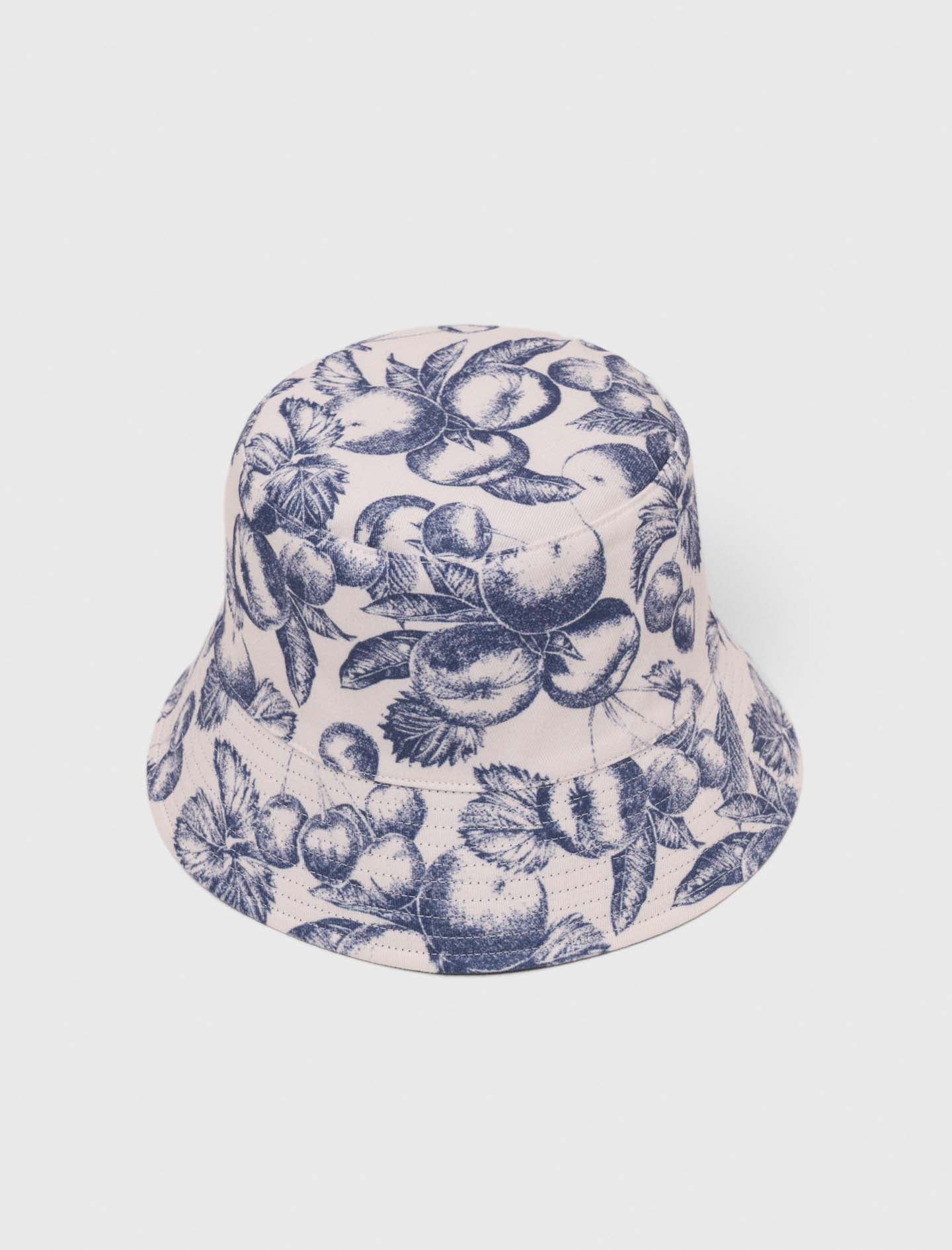 Reversible fruit print bucket hat