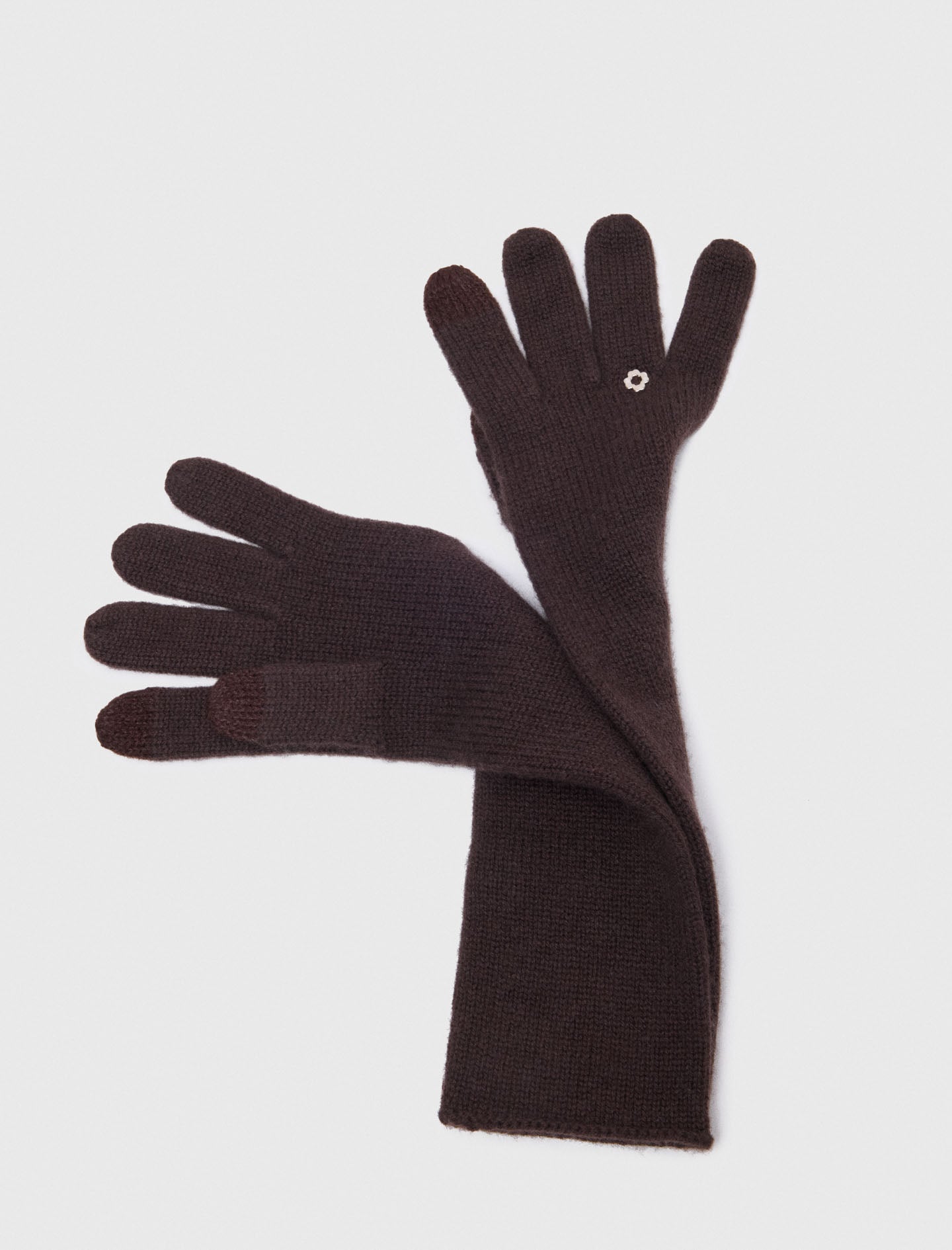 Long wool and cashmere gloves