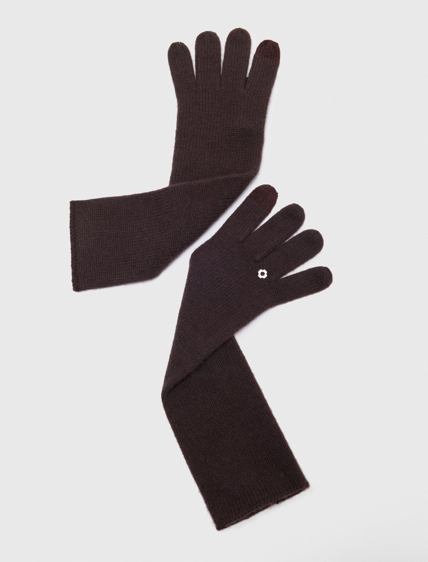 Long wool and cashmere gloves