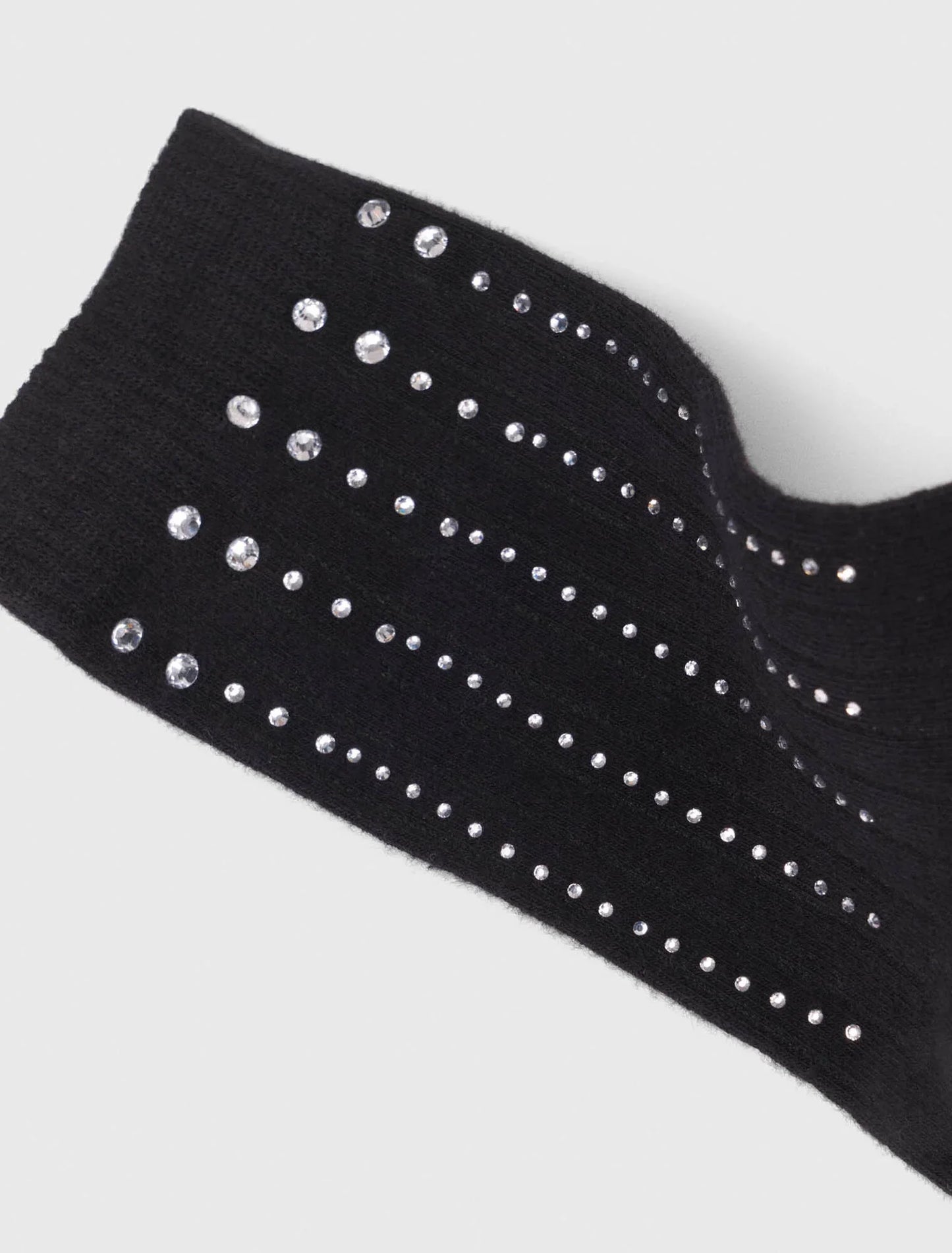 Rhinestone cotton socks Black