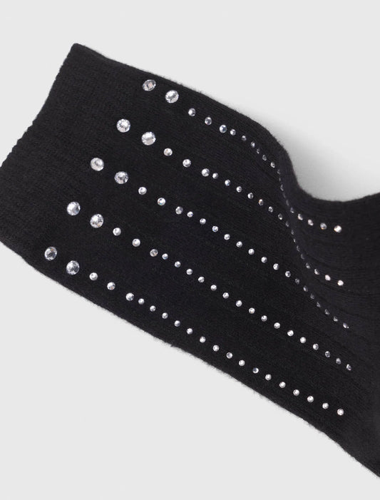 Rhinestone cotton socks Black