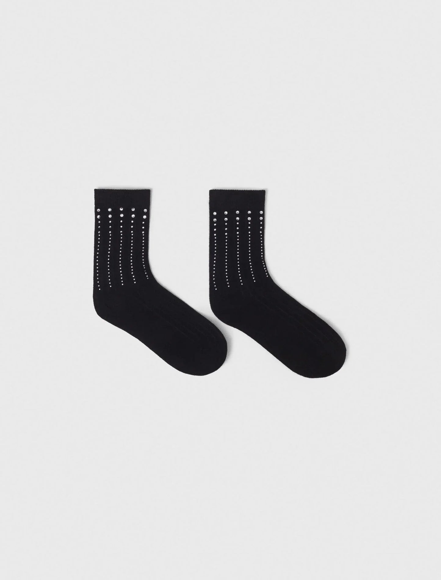 Rhinestone cotton socks Black