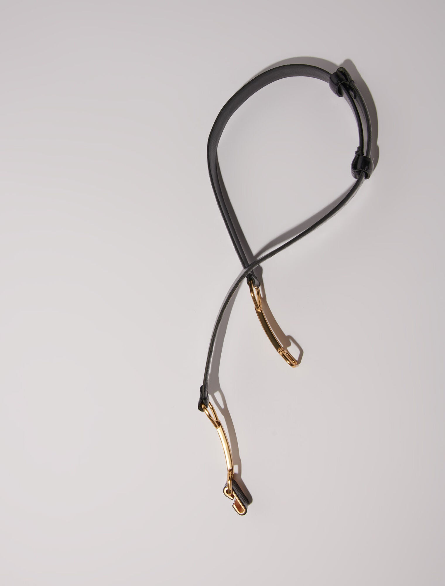 Black  -Leather belt with horse bit buckle