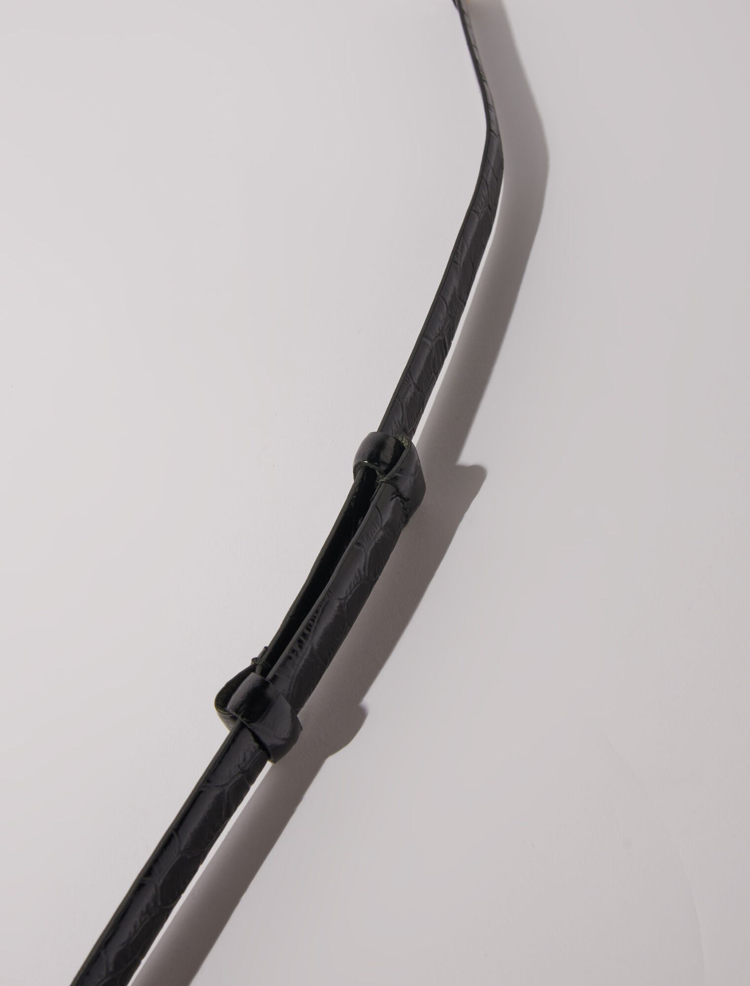 Black  -Leather belt with horse bit buckle