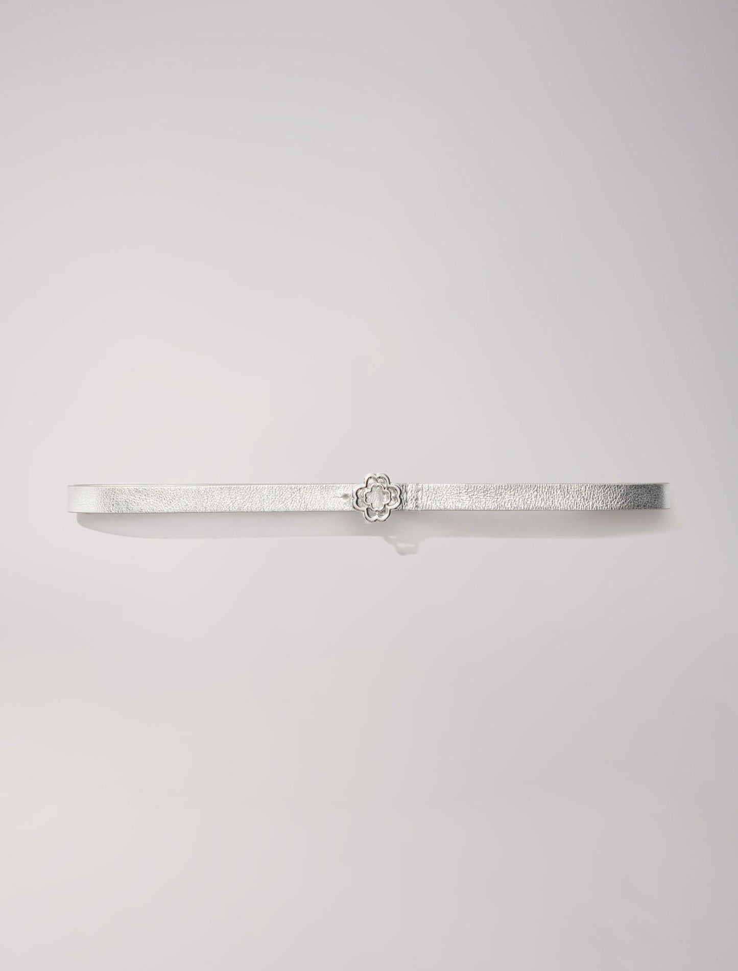 Silver  -Slim belt with Clover buckle