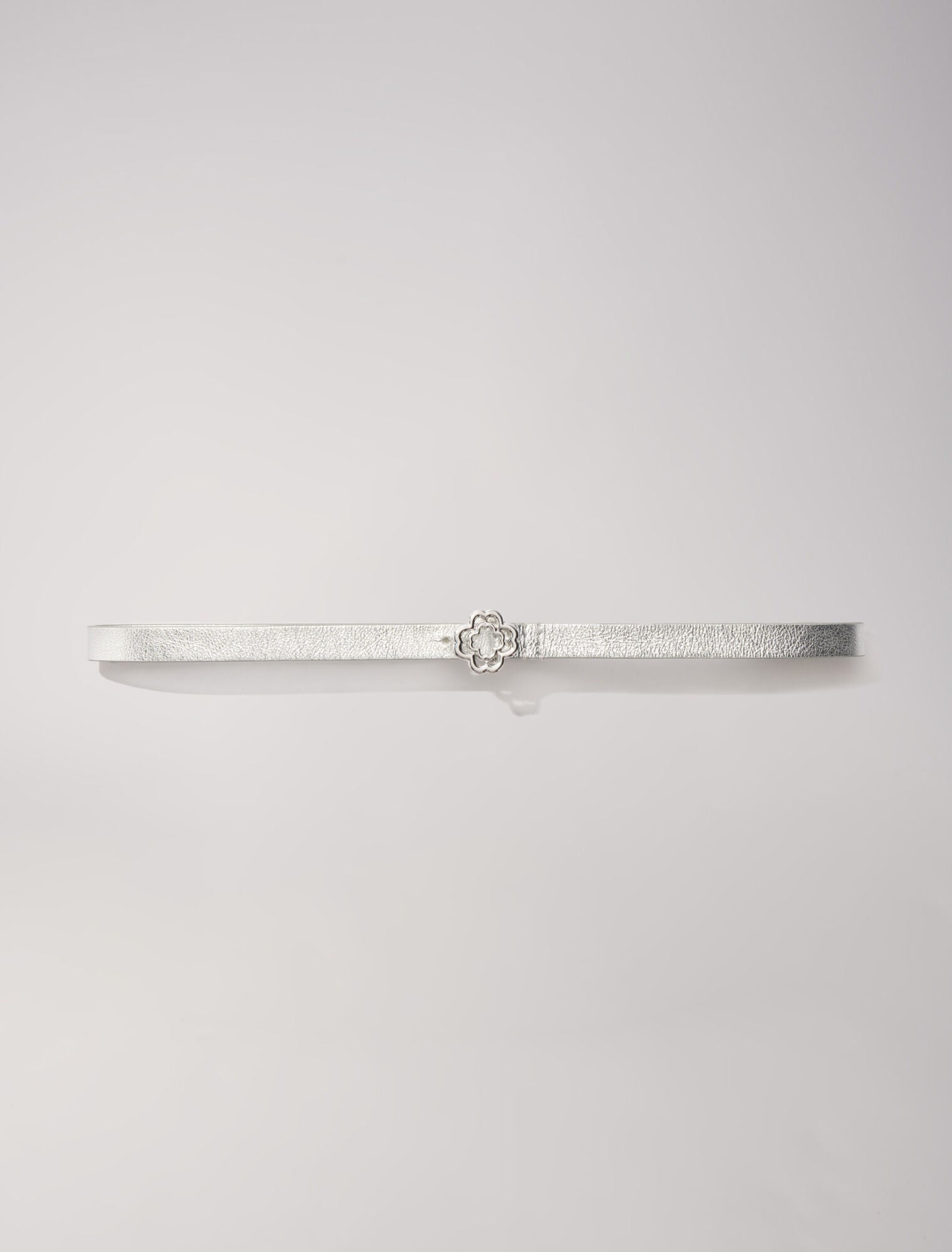 Silver  -Slim belt with Clover buckle