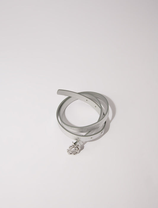 Silver  -Slim belt with Clover buckle