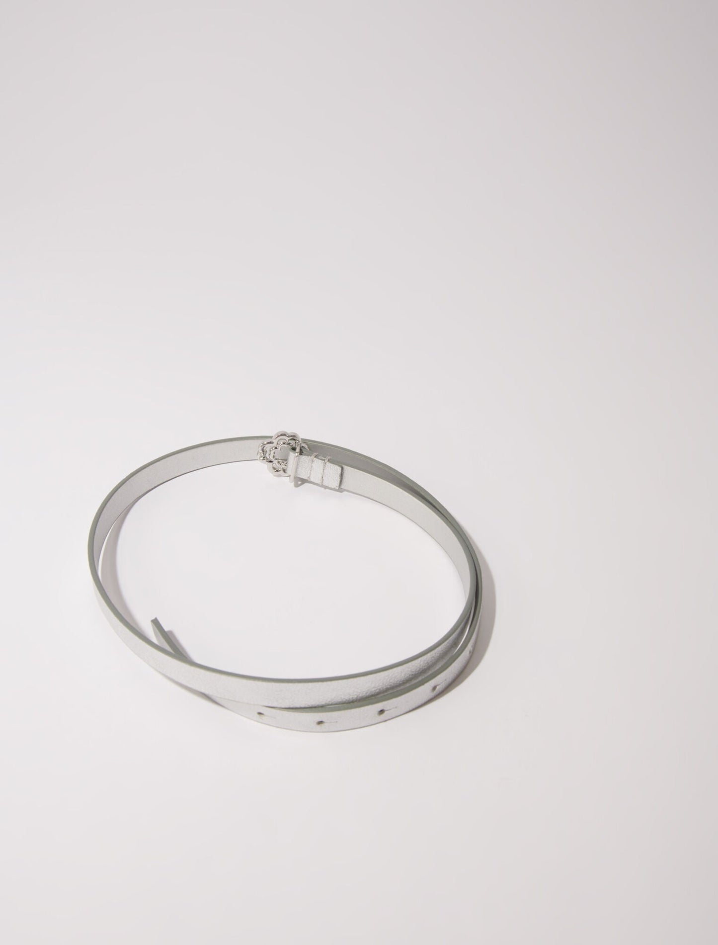 Silver  -Slim belt with Clover buckle