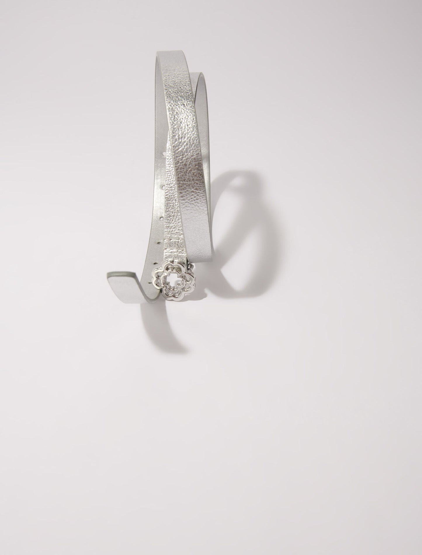 Silver  -Slim belt with Clover buckle