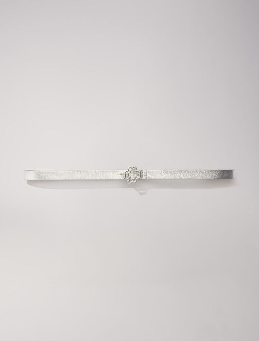 Silver featured-Slim belt with Clover buckle