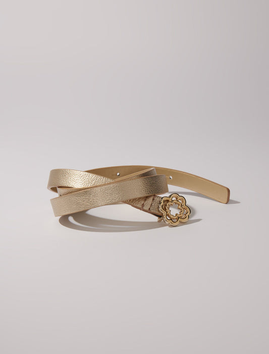 Light Gold  -Slim belt with Clover buckle