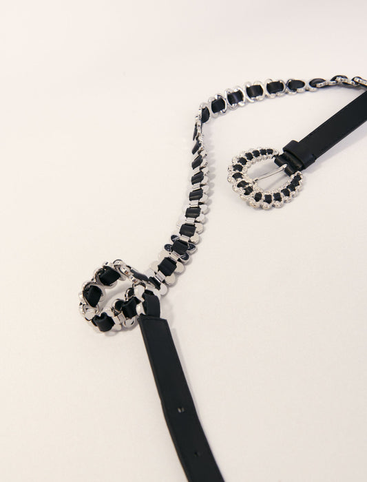 Black-Mixed Jewellery Buckle Chain Belt