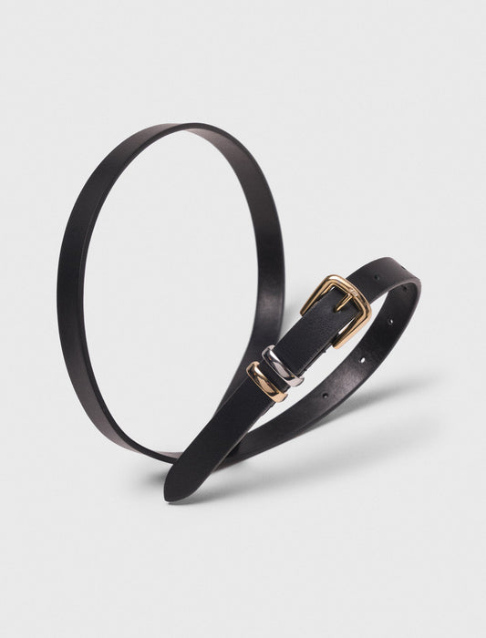 Thin belt with square buckle