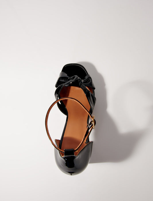 Black  -leather platform sandals