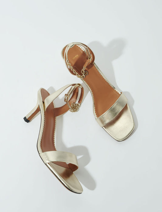 Light Gold-Gold metallic leather sandals