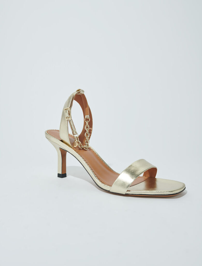 Light Gold-Gold metallic leather sandals