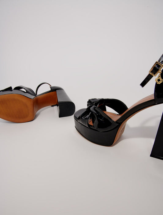 Black  -Leather platform sandals