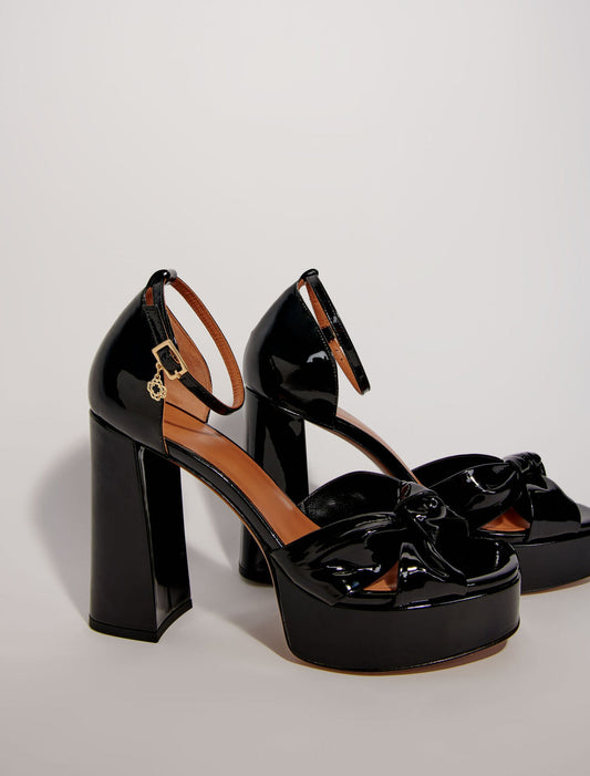 Black  -Leather platform sandals