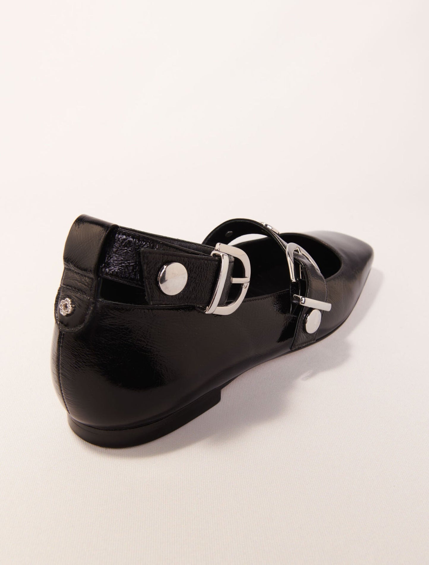 Black-Studded leather Mary Jane pumps