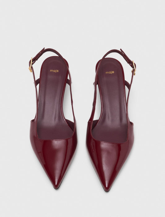 Patent leather slingback pumps Burgundy