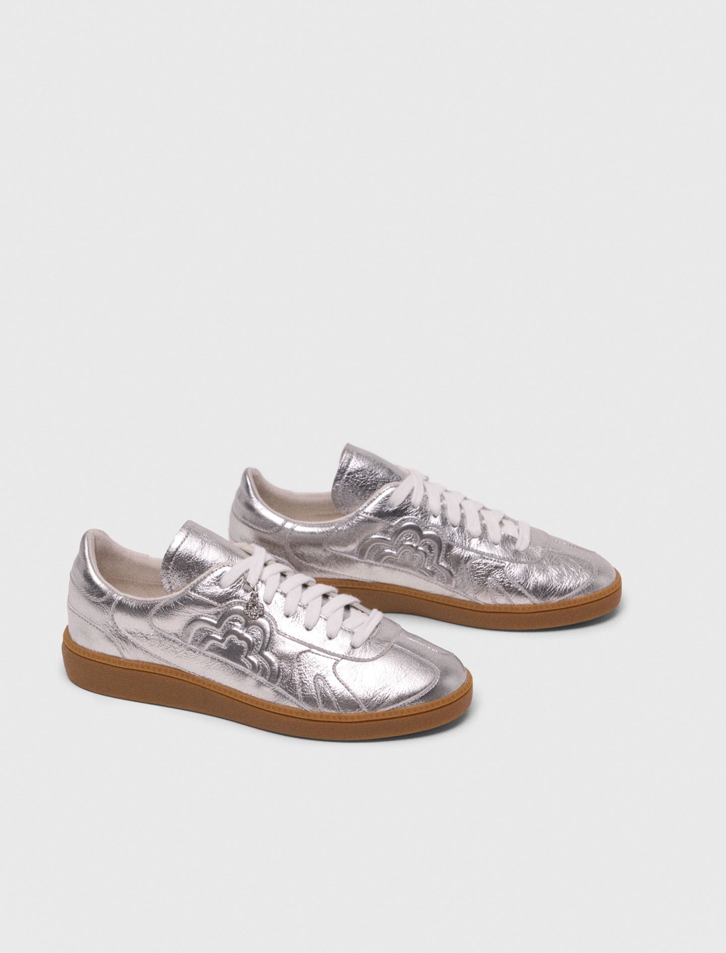 Metallic leather sneakers