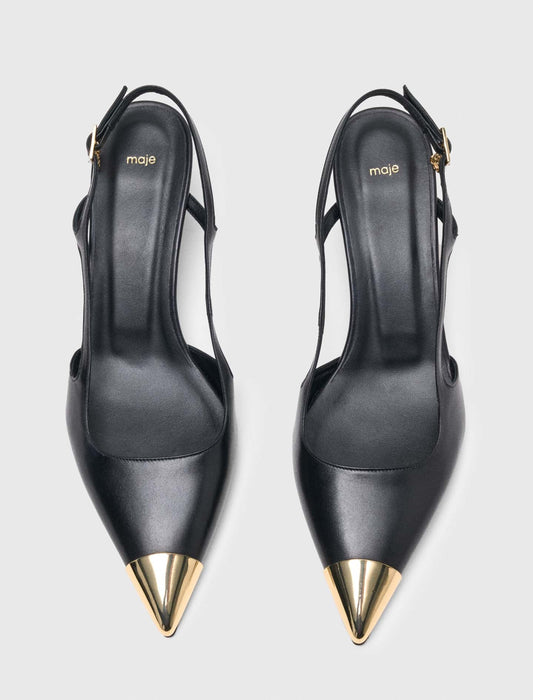 Smooth leather slingback pumps