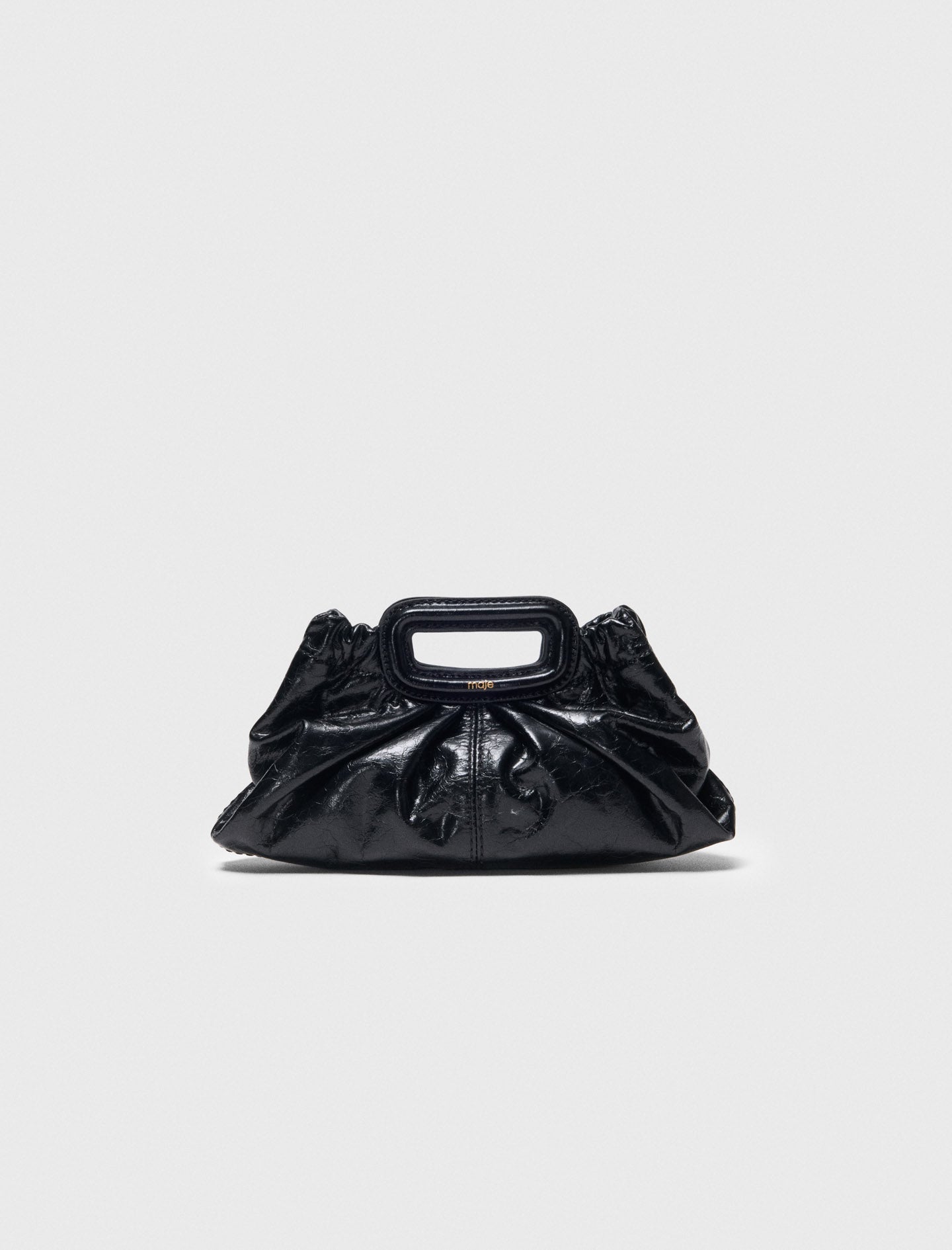 Crackled leather mini clutch Black