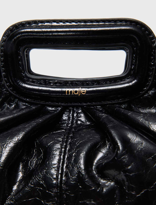 Crackled leather mini clutch Black