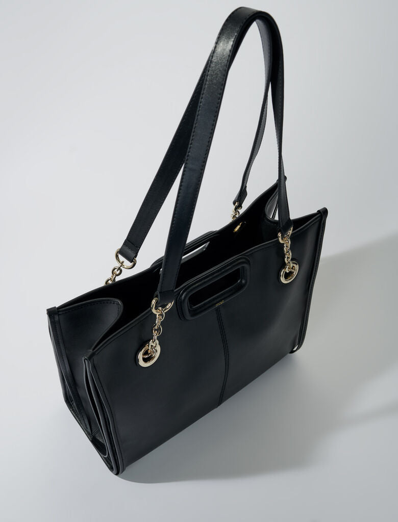 Black  -Fringed Leather Tote Bag
