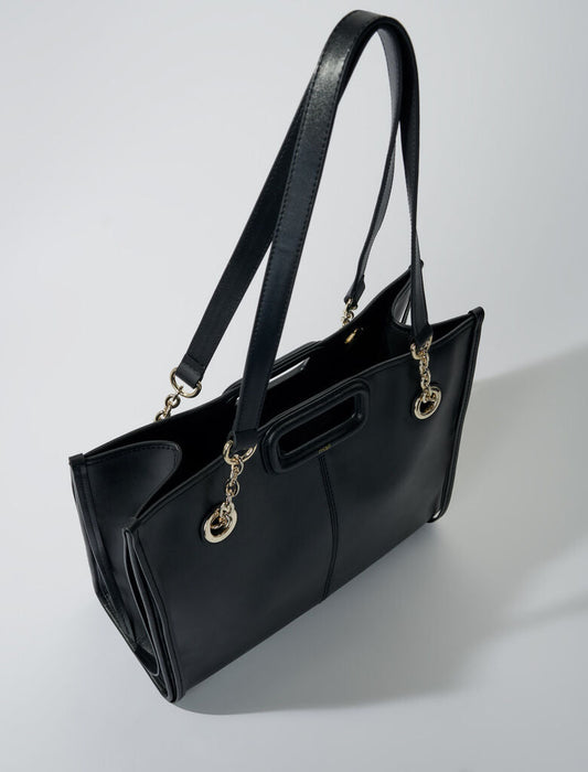 Black  -Fringed Leather Tote Bag