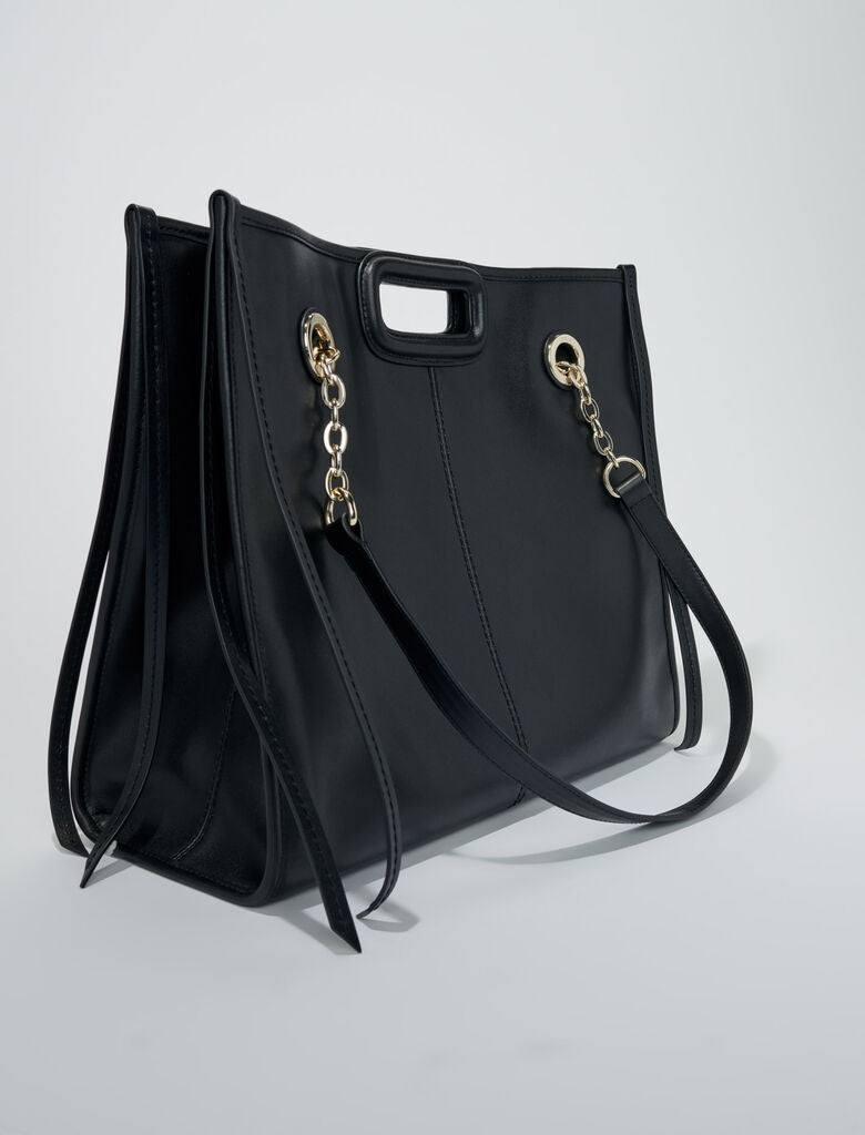 Black  -Fringed Leather Tote Bag