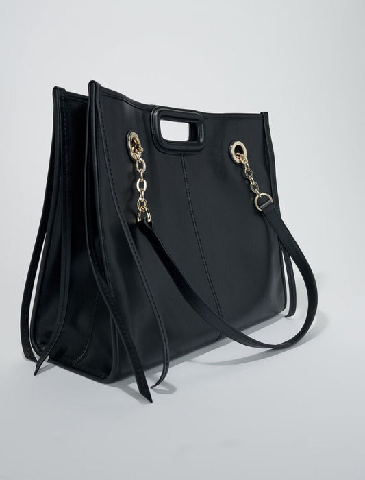 Black  -Fringed Leather Tote Bag