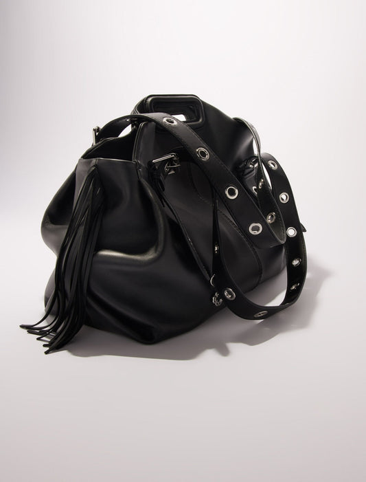 Black   Plain leather Miss M XL bag