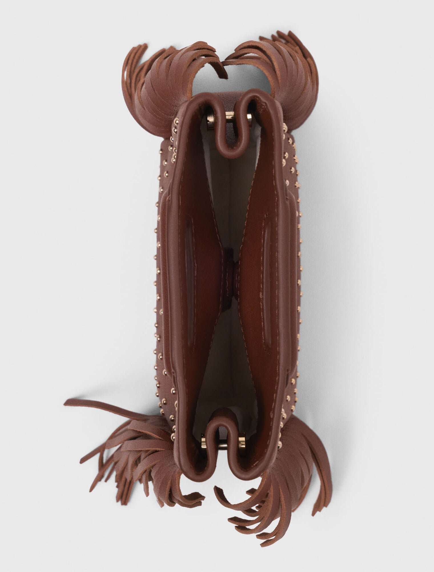 Brown  M mini leather and studs bag