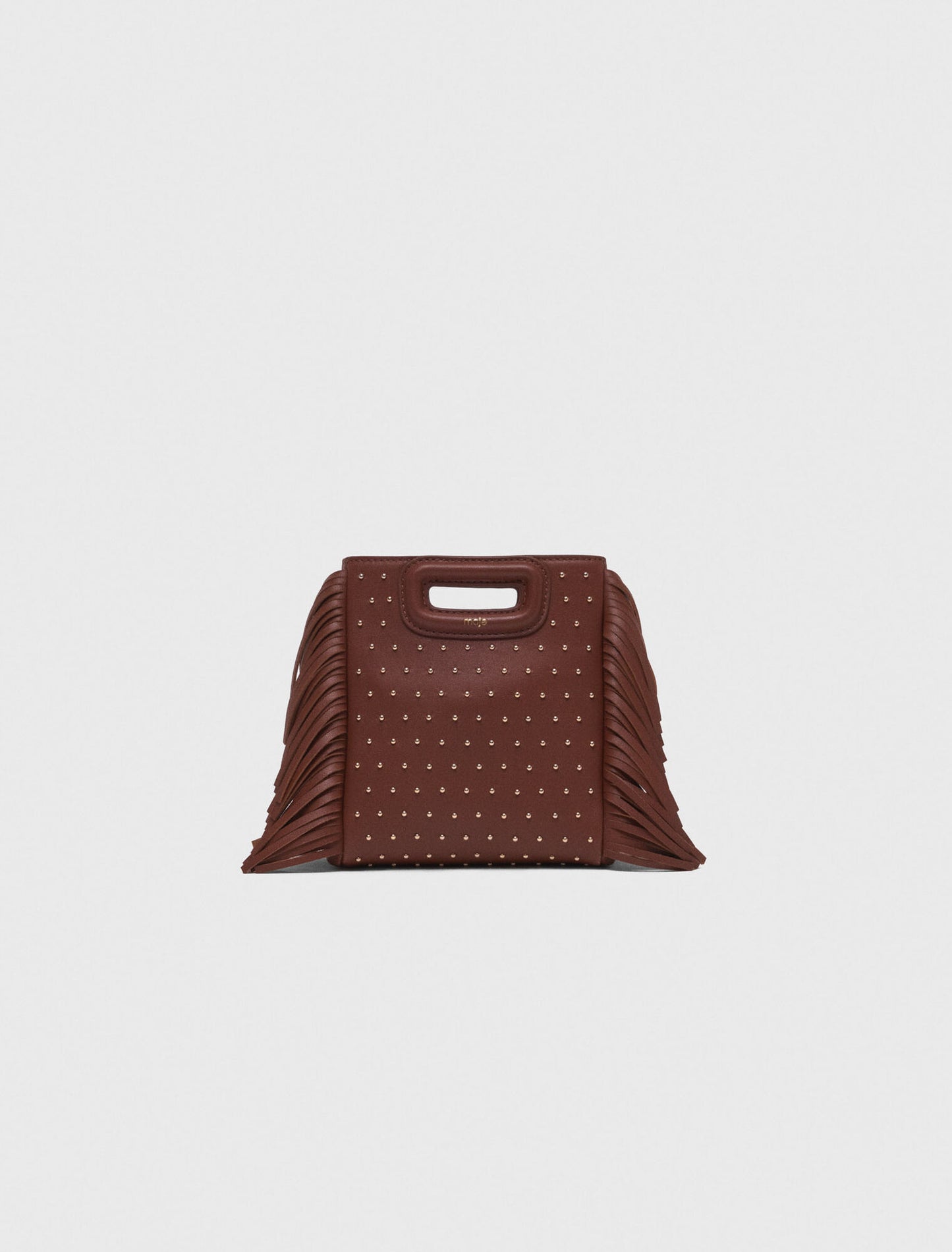 Brown  featured M mini leather and studs bag