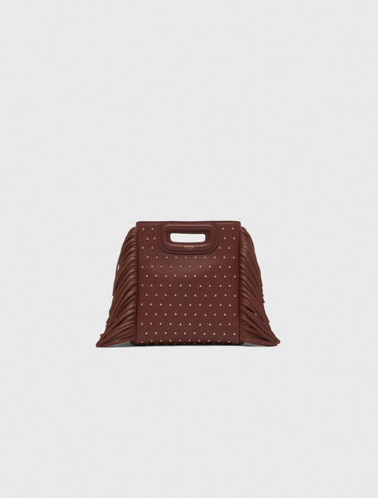 Brown  featured M mini leather and studs bag