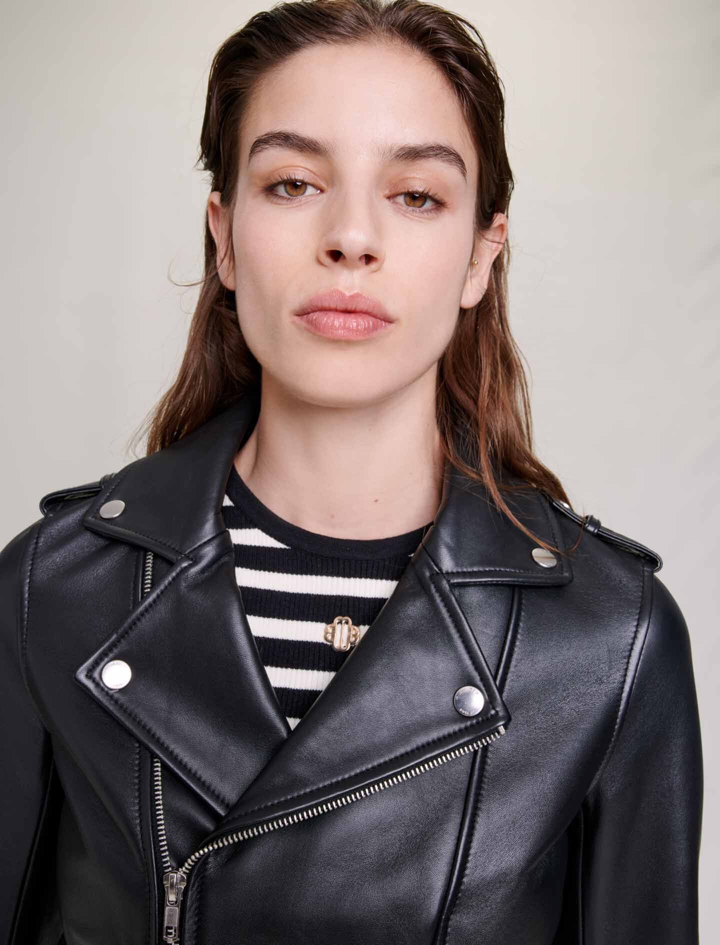 Black  -leather biker jacket