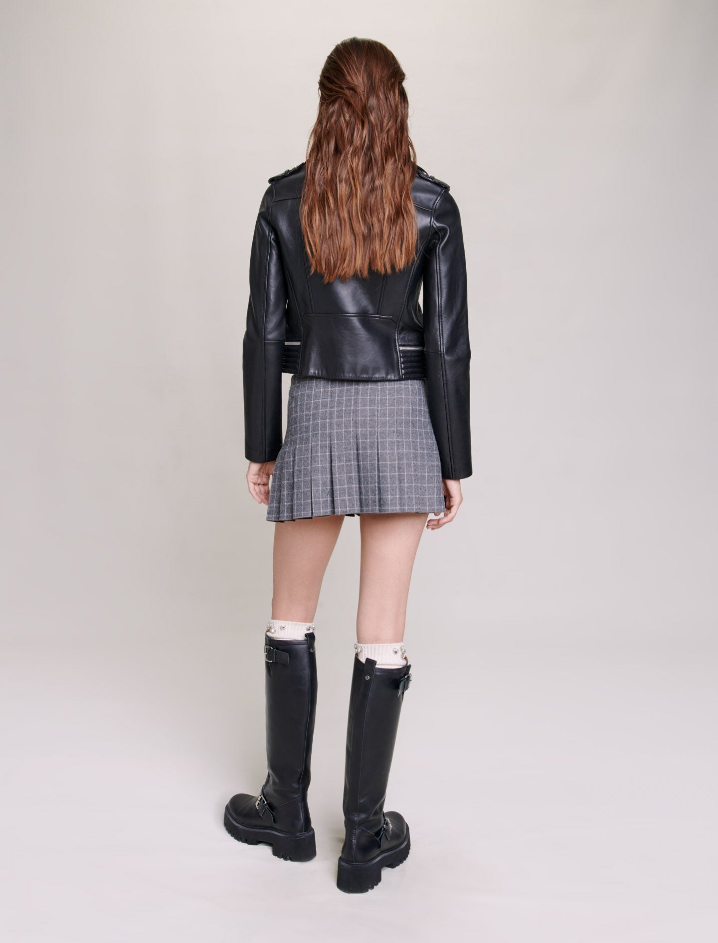 Black  -leather biker jacket