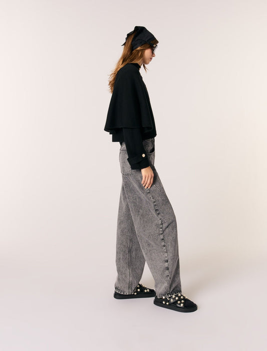 Black-Cape-effect cardigan