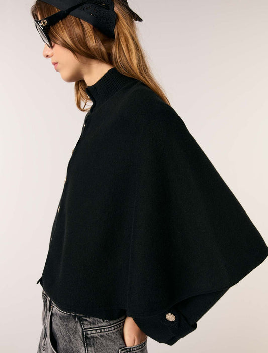 Black-Cape-effect cardigan